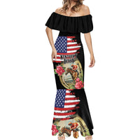 Kentucky Horseshoe Racing Rose Mermaid Dress Grunge American Flag Vintage Style - Wonder Print Shop