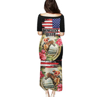 Kentucky Horseshoe Racing Rose Puletasi Grunge American Flag Vintage Style - Wonder Print Shop