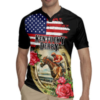 Kentucky Horseshoe Racing Rose Rugby Jersey Grunge American Flag Vintage Style - Wonder Print Shop