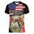 Kentucky Horseshoe Racing Rose Women V-Neck T-Shirt Grunge American Flag Vintage Style - Wonder Print Shop