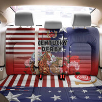 Kentucky Horses Racing Back Car Seat Cover Roses Road with US Flag Style