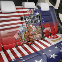 Kentucky Horses Racing Back Car Seat Cover Roses Road with US Flag Style