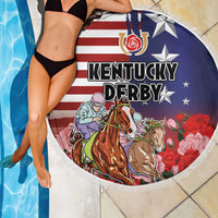 Kentucky Horses Racing Beach Blanket Roses Road with US Flag Style