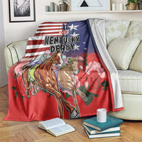 Kentucky Horses Racing Blanket Roses Road with US Flag Style