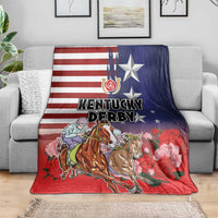 Kentucky Horses Racing Blanket Roses Road with US Flag Style