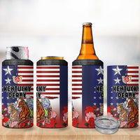 Kentucky Horses Racing 4 in 1 Can Cooler Tumbler Roses Road with US Flag Style