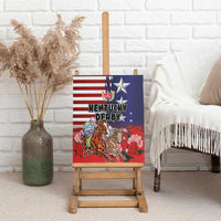 Kentucky Horses Racing Canvas Wall Art Roses Road with US Flag Style