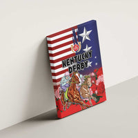 Kentucky Horses Racing Canvas Wall Art Roses Road with US Flag Style