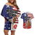 Kentucky Horses Racing Couples Matching Off Shoulder Short Dress and Hawaiian Shirt Roses Road with US Flag Style