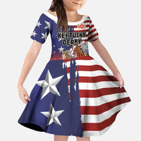 Kentucky Horses Racing Family Matching Mermaid Dress and Hawaiian Shirt Roses Road with US Flag Style