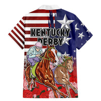 Kentucky Horses Racing Family Matching Mermaid Dress and Hawaiian Shirt Roses Road with US Flag Style