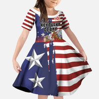 Kentucky Horses Racing Family Matching Off Shoulder Maxi Dress and Hawaiian Shirt Roses Road with US Flag Style