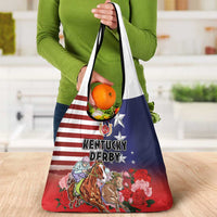 Kentucky Horses Racing Grocery Bag Roses Road with US Flag Style