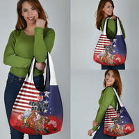 Kentucky Horses Racing Grocery Bag Roses Road with US Flag Style