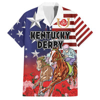 Kentucky Horses Racing Hawaiian Shirt Roses Road with US Flag Style