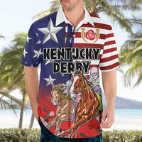 Kentucky Horses Racing Hawaiian Shirt Roses Road with US Flag Style