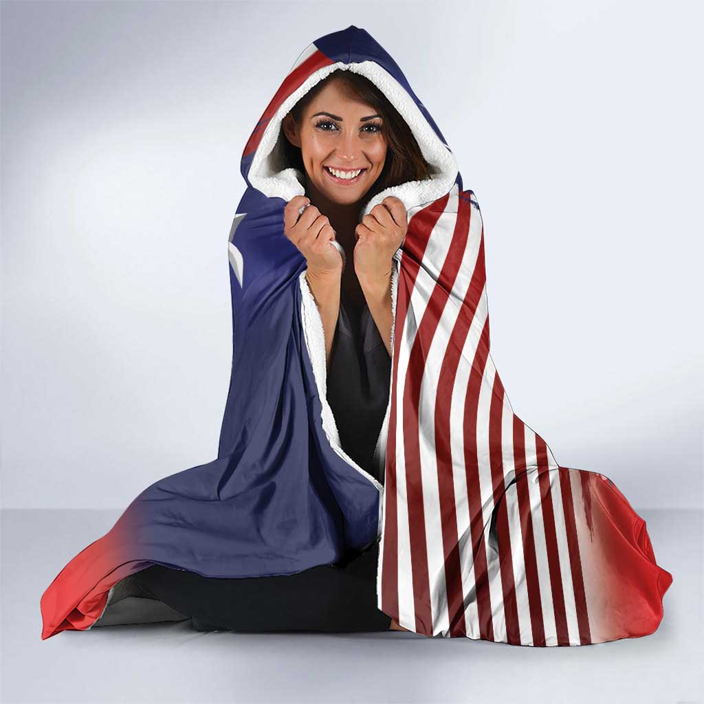 Kentucky Horses Racing Hooded Blanket Roses Road with US Flag Style