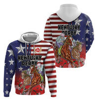 Kentucky Horses Racing Hoodie Roses Road with US Flag Style