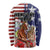Kentucky Horses Racing Long Sleeve Shirt Roses Road with US Flag Style