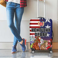 Kentucky Horses Racing Luggage Cover Roses Road with US Flag Style