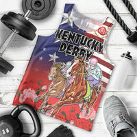 Kentucky Horses Racing Men Tank Top Roses Road with US Flag Style