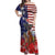 Kentucky Horses Racing Off Shoulder Maxi Dress Roses Road with US Flag Style