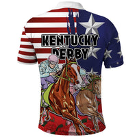 Kentucky Horses Racing Polo Shirt Roses Road with US Flag Style