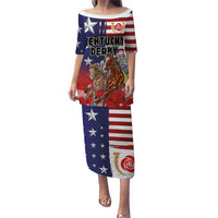 Kentucky Horses Racing Puletasi Roses Road with US Flag Style