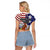 Kentucky Horses Racing Raglan Cropped T Shirt Roses Road with US Flag Style