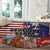 Kentucky Horses Racing Round Carpet Roses Road with US Flag Style