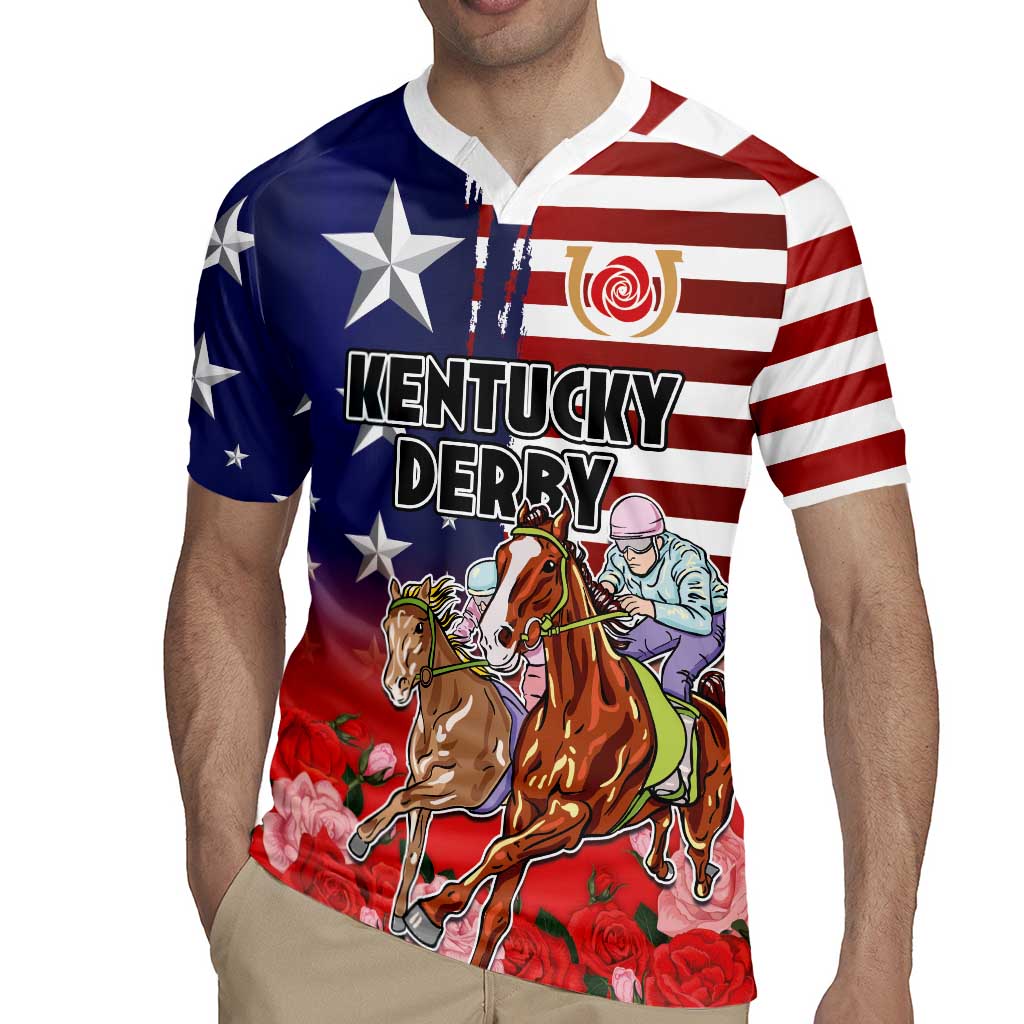 Kentucky Horses Racing Rugby Jersey Roses Road with US Flag Style