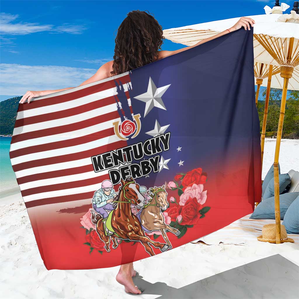 Kentucky Horses Racing Sarong Roses Road with US Flag Style
