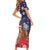 Kentucky Horses Racing Short Sleeve Bodycon Dress Roses Road with US Flag Style