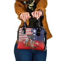 Kentucky Horses Racing Shoulder Handbag Roses Road with US Flag Style