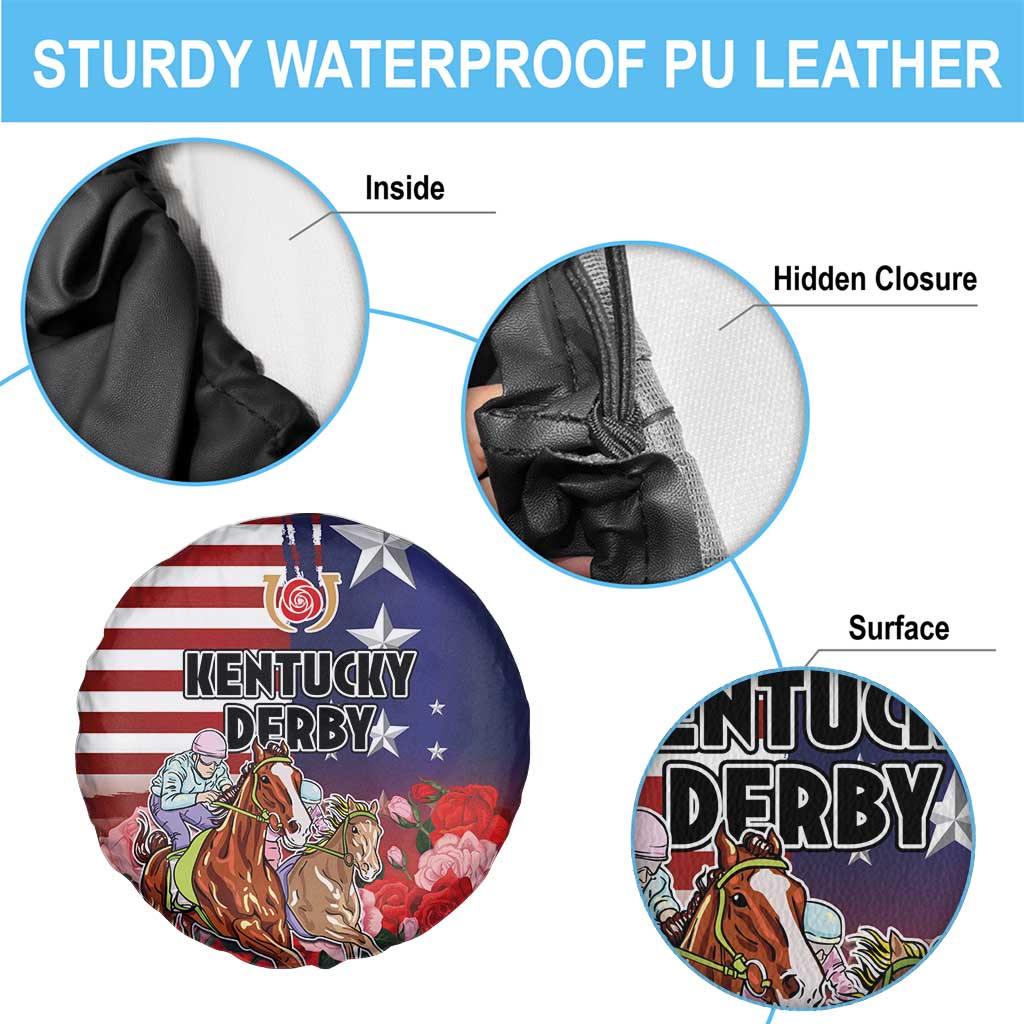 Kentucky Horses Racing Spare Tire Cover Roses Road with US Flag Style