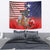 Kentucky Horses Racing Tapestry Roses Road with US Flag Style