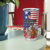 Kentucky Horses Racing Tumbler Cup Roses Road with US Flag Style