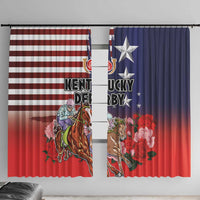 Kentucky Horses Racing Window Curtain Roses Road with US Flag Style