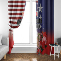 Kentucky Horses Racing Window Curtain Roses Road with US Flag Style