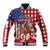 Kentucky Horses Racing Baseball Jacket US Flag Grunge and Diamond Pattern Red Color