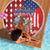 Kentucky Horses Racing Beach Blanket US Flag Grunge and Diamond Pattern Red Color