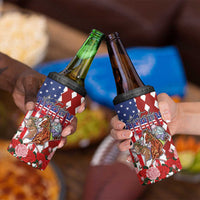 Kentucky Horses Racing 4 in 1 Can Cooler Tumbler US Flag Grunge and Diamond Pattern Red Color