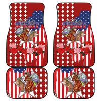 Kentucky Horses Racing Car Mats US Flag Grunge and Diamond Pattern Red Color