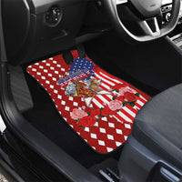 Kentucky Horses Racing Car Mats US Flag Grunge and Diamond Pattern Red Color