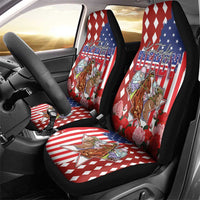 Kentucky Horses Racing Car Seat Cover US Flag Grunge and Diamond Pattern Red Color