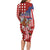Kentucky Horses Racing Family Matching Long Sleeve Bodycon Dress and Hawaiian Shirt US Flag Grunge and Diamond Pattern Red Color