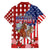 Kentucky Horses Racing Family Matching Off The Shoulder Long Sleeve Dress and Hawaiian Shirt US Flag Grunge and Diamond Pattern Red Color