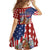 Kentucky Horses Racing Family Matching Off Shoulder Short Dress and Hawaiian Shirt US Flag Grunge and Diamond Pattern Red Color