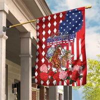 Kentucky Horses Racing Garden Flag US Flag Grunge and Diamond Pattern Red Color