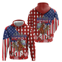 Kentucky Horses Racing Hoodie US Flag Grunge and Diamond Pattern Red Color